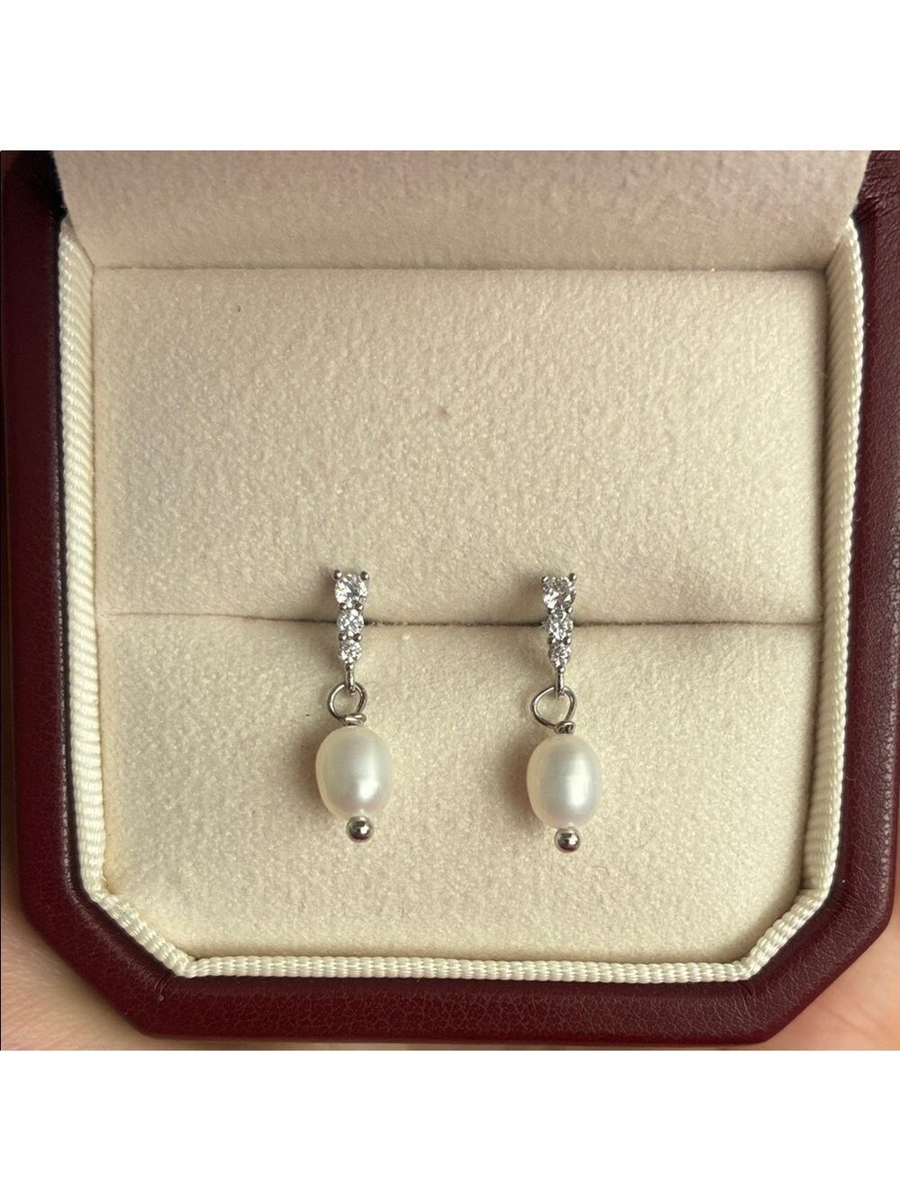 Elegant Silver Pearl Drop Earrings
